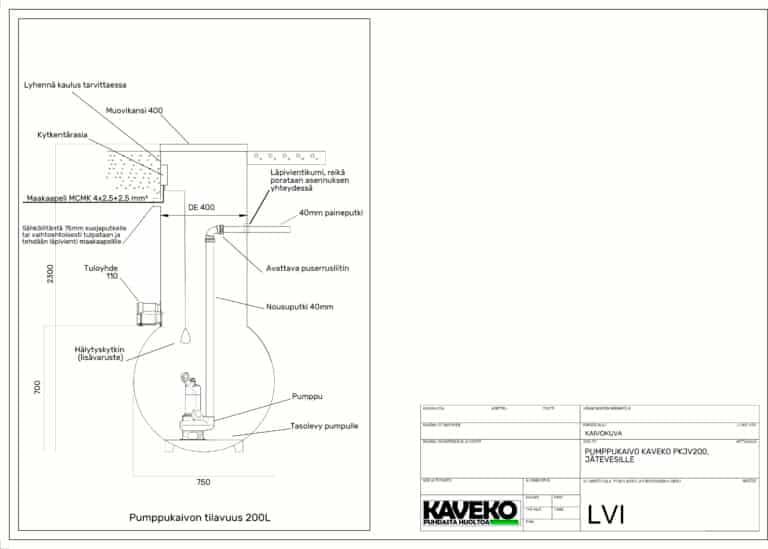 Pumppukaivo jätevedelle
